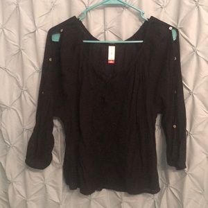 Black 3/4 Length Sleeve Blouse